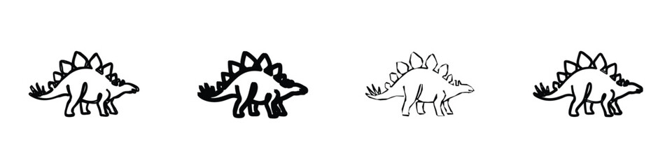 A minimalist illustration of a Stegosaurus, a herbivorous dinosaur known for its distinctive plates and tail spikes, depicted in a clean, outline style © 7Author