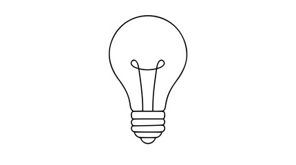 Classic light bulb vector icon, hand-traced minimalist outline illustration in clean black line style, simple creativity symbol for invention, ideas, education, energy, innovation and problem solving © Raheel