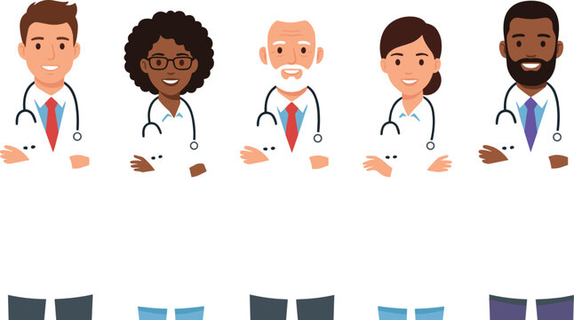 Diverse Medical Professionals Flat Vector Character Collection Featuring Doctors, Nurses, Surgeons, Healthcare Workers and Hospital Staff Team Illustrations