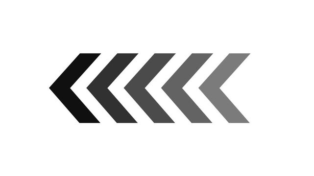 Left-directional arrow loop animation. Abstract directional arrow loading bar animation. Animated road traffic directional arrows sign. Arrow navigation symbol, 4k