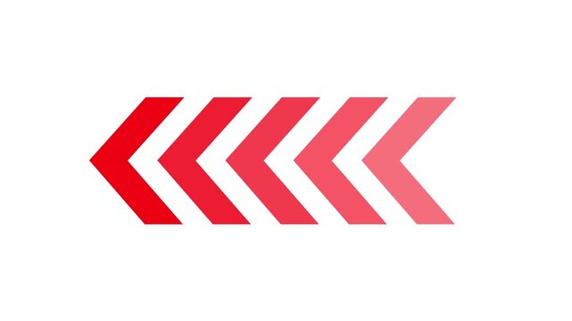 Left-directional arrow loop animation. Abstract directional arrow loading bar animation. Animated road traffic directional arrows sign. Arrow navigation symbol, 4k