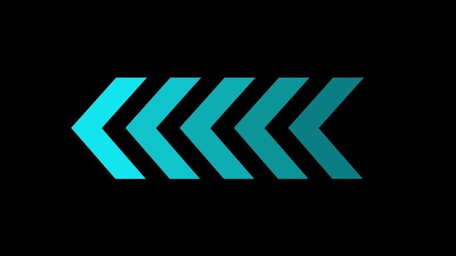 Left-directional arrow loop animation. Abstract directional arrow loading bar animation. Animated road traffic directional arrows sign. Arrow navigation symbol, 4k