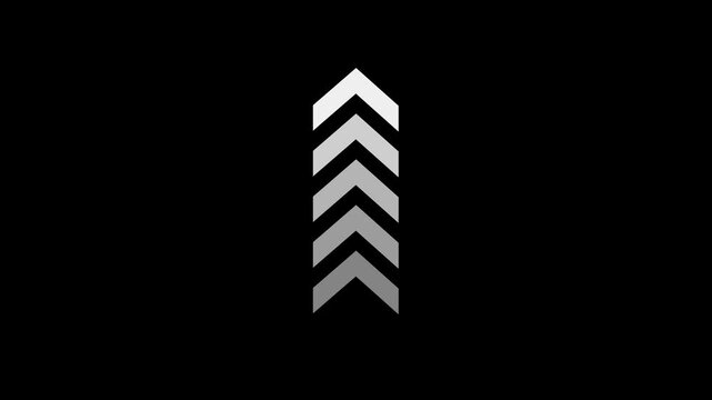 Arrow icon concept animation down to up direction looping arrow loading and navigation symbol on black background, Dow to up-directional arrow loop animation .Arrow sign animated 