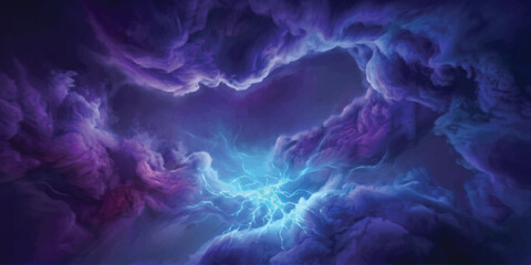 Cosmic Nebula: A vibrant nebula, swirling with hues of deep purple, electric blue, and pink, creates a breathtaking celestial spectacle in the vast expanse of space. © Kaosar