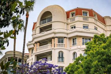Fototapeta premium Ornate Haussmann style architecture lines the Croisette in Cannes, France