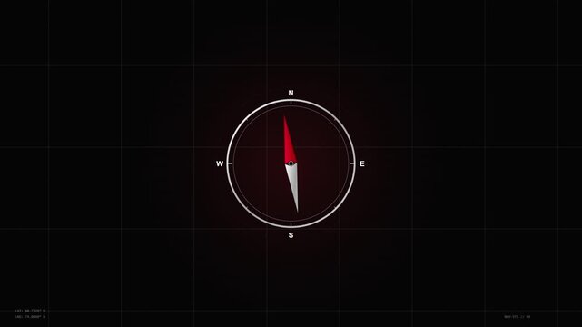 navigation compass guide icon with rotating geographic coordinate lines