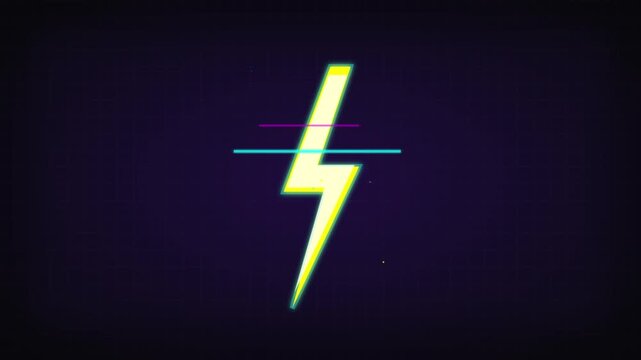 neon lightning bolt icon striking on cyberpunk background