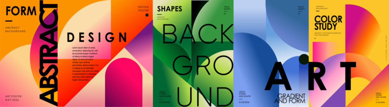 Modern gradient abstract background. Vector illustration of geometric shapes, bold typography, modernist layout, and vibrant background for art print, poster,.banner, cover and vector design.