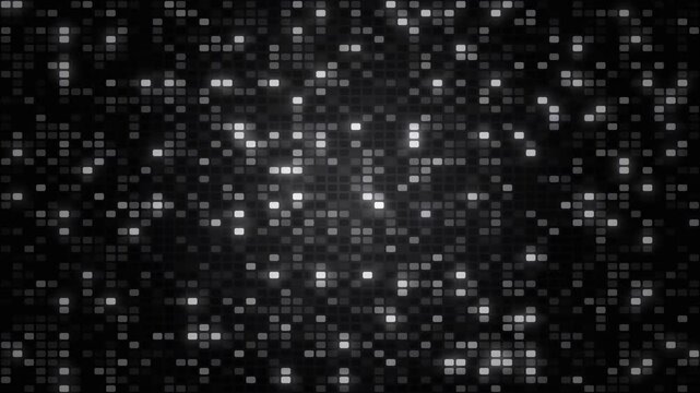 キラキラ光るモノクロのLED角丸ブロック背景 シームレスループ