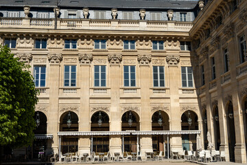 Obraz premium Architecture of Paris, Parisian neoclassical architecture facades, sculptural ornament and wrought-iron detailing, city's varied historical building types and styles