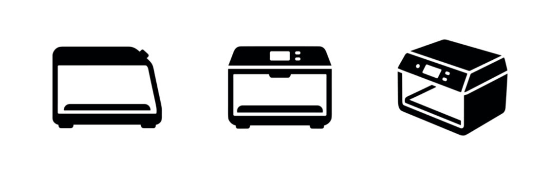 Set of 3D Printer Silhouettes and Icons. Additive manufacturing technology for prototyping and creation.