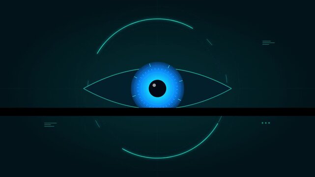 ocean eye icon with futuristic vision scanning rings