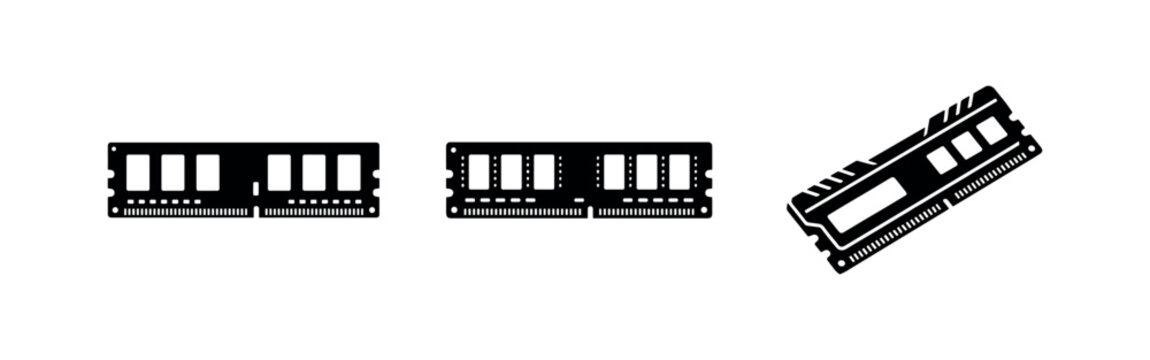 Random Access Memory (RAM) module icons set, essential components for computer hardware and technology.