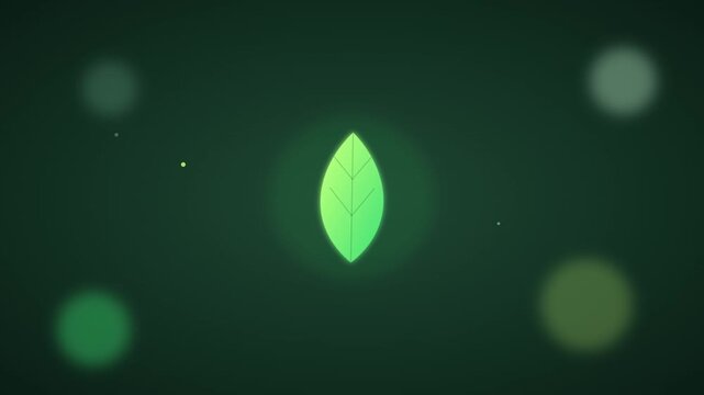 organic leaf nature icon with floating green particles