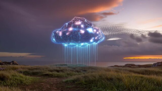 Artificial Intelligence and Cloud Computing Background with Secure Digital Connectivity