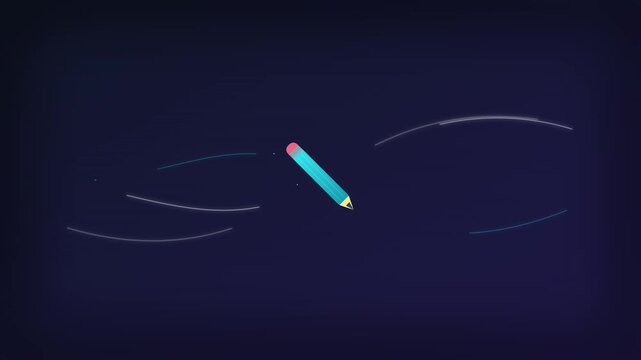 pencil edit write icon with flowing signature paths