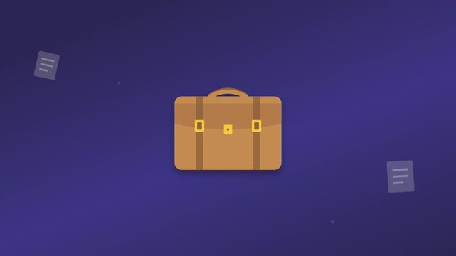 Professional Briefcase Business Icon With Floating Office Symbols