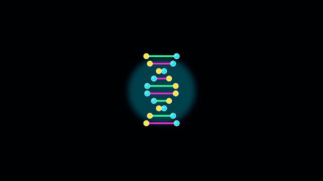 Rotating double helix structures depicting university life concepts during interdisciplinary research cycles shown as vibrant glowing molecular symbols on a dark void screen digital display