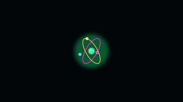 Neon atomic structures orbit against a dark void as university life meets interdisciplinary research within this glowing scientific display of orbital mechanics and energetic matter particles