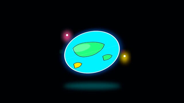 Floating glowing bioluminescent spheres with internal shapes rotating during university life interdisciplinary research studies as liquid organic blobs drift across a deep black void space