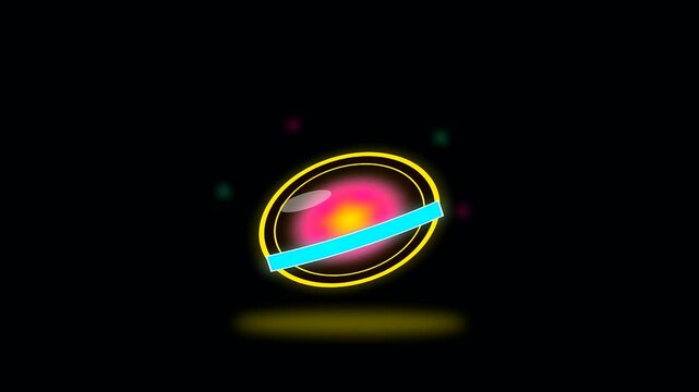 A glowing digital sphere bounces in a rhythmic sequence reflecting university life and interdisciplinary research while emitting radiant yellow light against a deep velvet black field