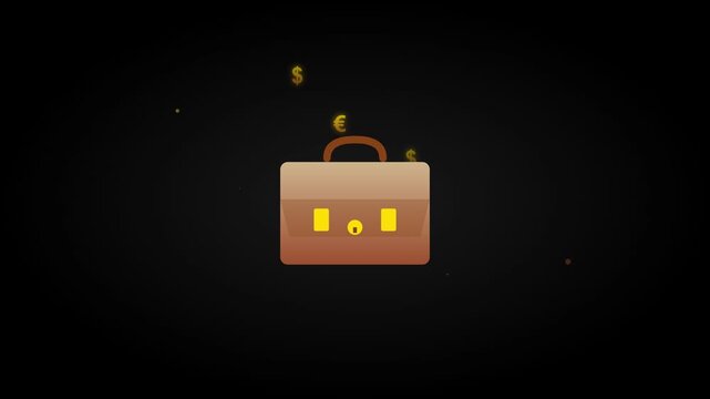 professional briefcase work icon with floating currency symbols