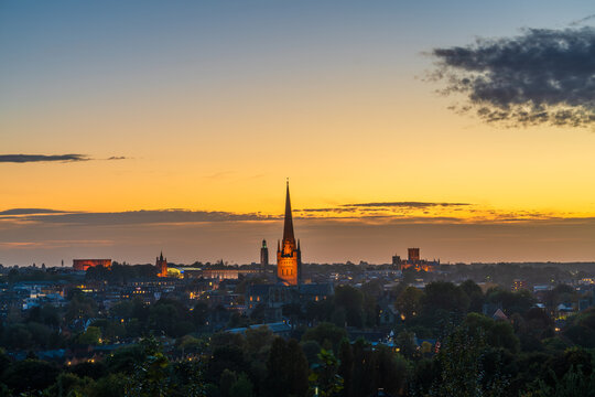 Norwich City sunset skyline view