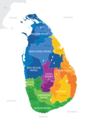 Map of the Sri Lanka with administrative divisions of the country into 9 provinces and districts, detailed vector illustration © martinova4