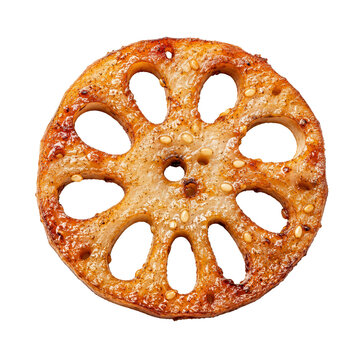 Lotus Root Slice Snack with Sesame Seeds on Transparent Background