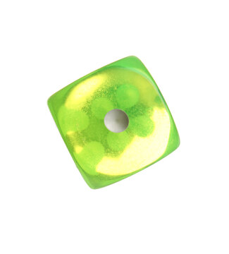 Green dice on white background