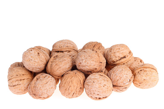 Walnuts are isolated on a white background,