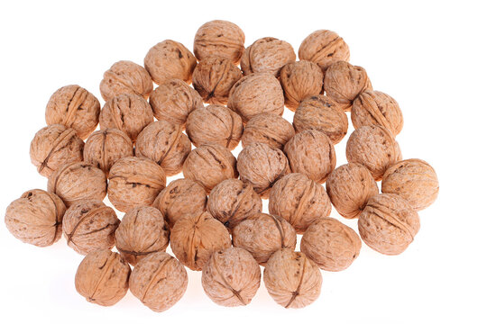 Walnuts are isolated on a white background,