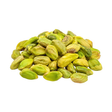 Pistachio Kernels Shelled and Piled Isolated on Transparent Background