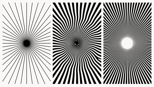Abstract geometric radial pattern with black and white lines and central void . Vector Flat Illustration.