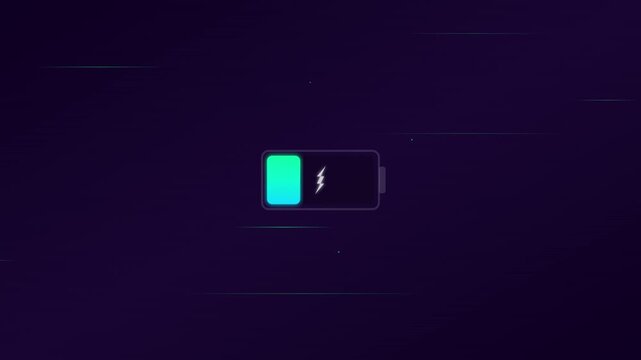 pulsing battery icon with green energy charge background