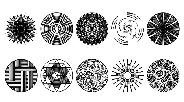 Patterns Featuring Intricate Geometric and Organic Designs in Circular Shapes Featuring Pattern, Design, Abstract with Art