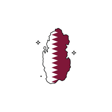 Qatar map icon with national colors for Qatar Independence Day 3rd September celebration in minimalist outline style, patriotic vector illustration isolated on white background design