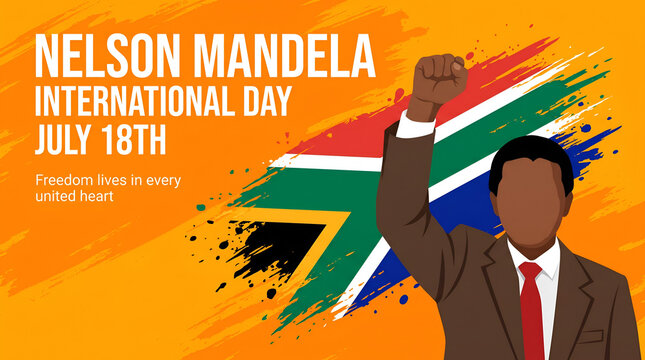 International Nelson Mandela Day Patriotic Vector Poster Illustration