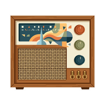 VintageStyleRetroRadioWithColorfulArtisticDesign.