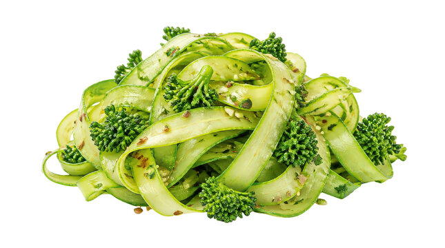Zucchini Ribbon Salad with Broccolini on Transparent Background