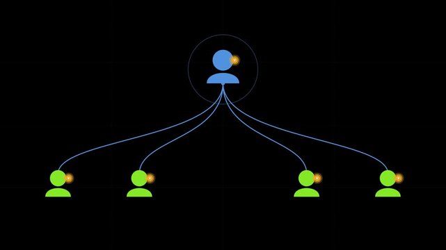Animated Humanoid Character with Raising Arms Motion and Connected Figures