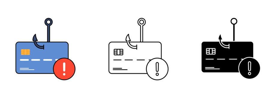 bank card phishing icon editable stroke and fill security concept alert