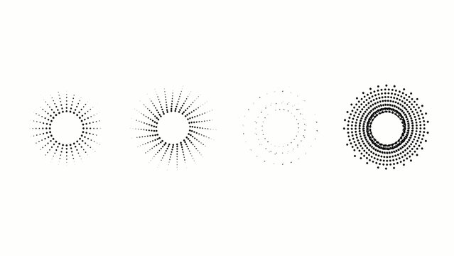 Minimal geometric dot pattern circle and radial designs . Vector Flat Illustration.