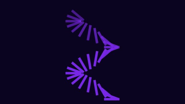 Abstract purple domino effect chain reaction motion loop animation 4k