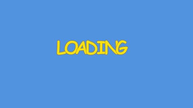 Animated loading text overlay on blue animation 4k background, for digital projects, and user interface