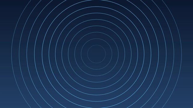Blue concentric circles motion background, pulsing radial waves animation, abstract digital technology pattern for broadcast and presentation 4k