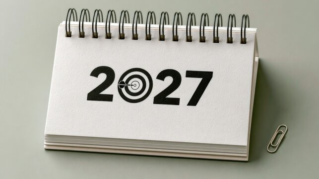 Calendar shows the year 2027 with a target symbol next to it on a neutral background
