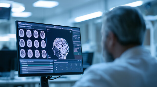 Brain MRI Image Reading Scene in Hospital Radiology Department