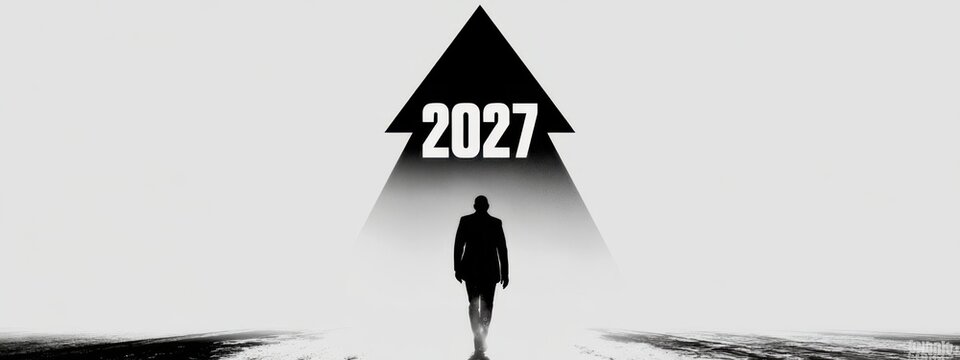 Walking towards 2027 with a strong upward direction and a clear vision for the future in a minimalistic style