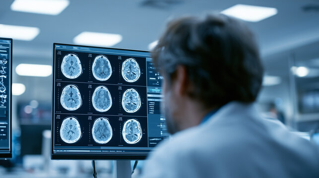 Brain MRI Image Reading Scene in Hospital Radiology Department